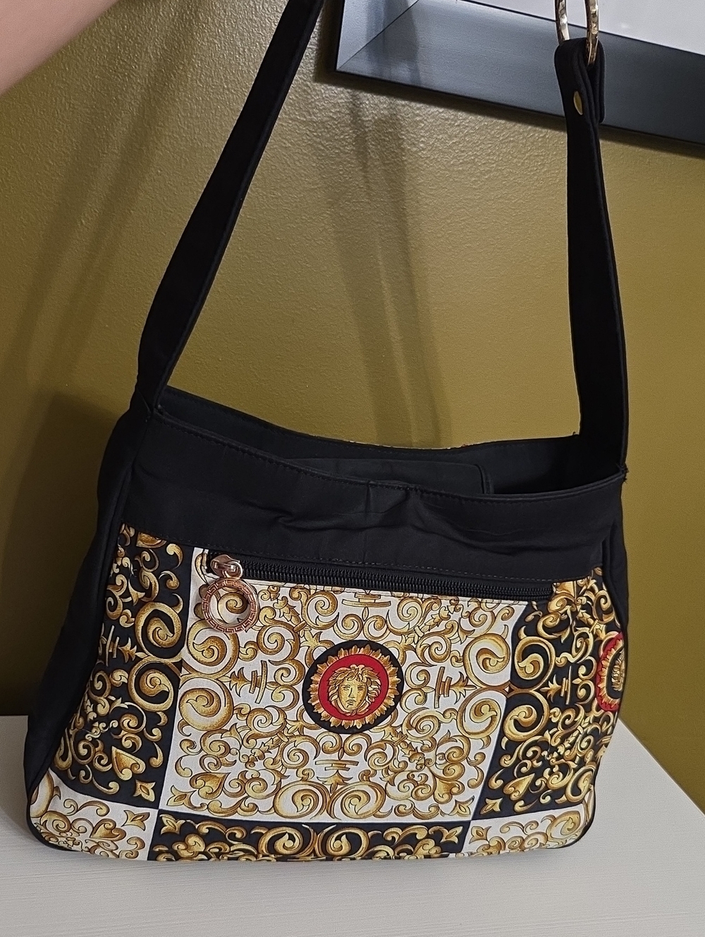 VERSACE Black and Gold Patterned Women’s Crossbody Bag